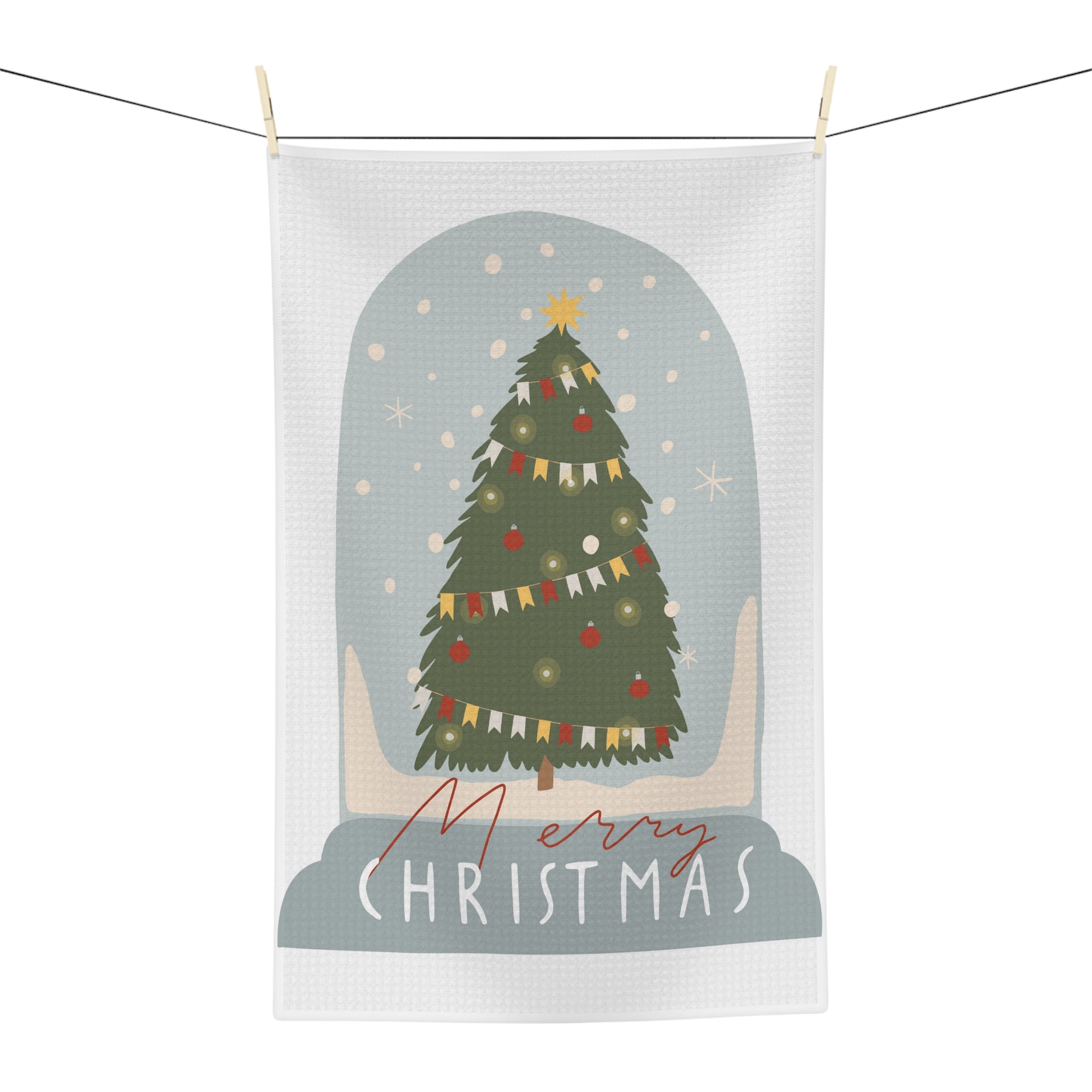 Merry Christmas Snow Globe Tea Towel
