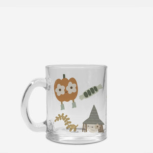 clear glass coffee mug with halloween graphics